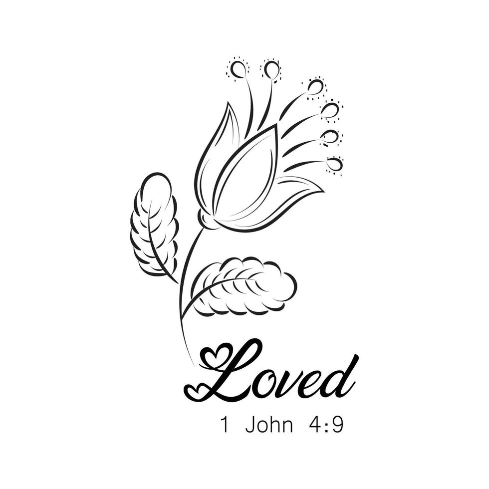 Biblical Phrase with Floral Design. Christian typography for print or use as poster, card, flyer or T shirt vector