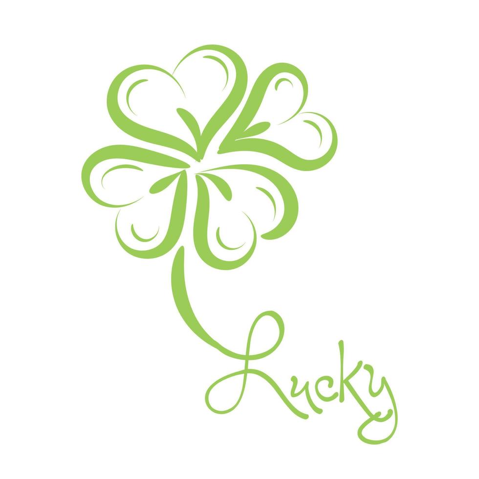 Hand sketched Irish celebration design. St. Patrick's Day greeting card. Holiday sign and clover leaf on white background vector