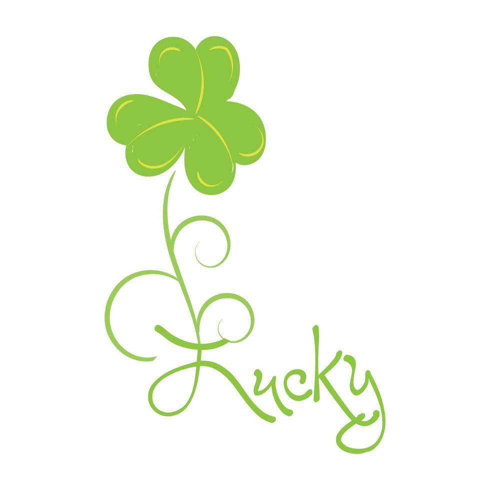 Hand sketched Irish celebration design. St. Patrick's Day greeting card. Holiday sign and clover leaf on white background vector