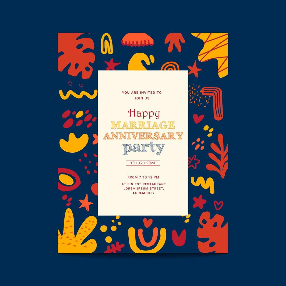 Abstract hand-drawn invitation flyer design vector