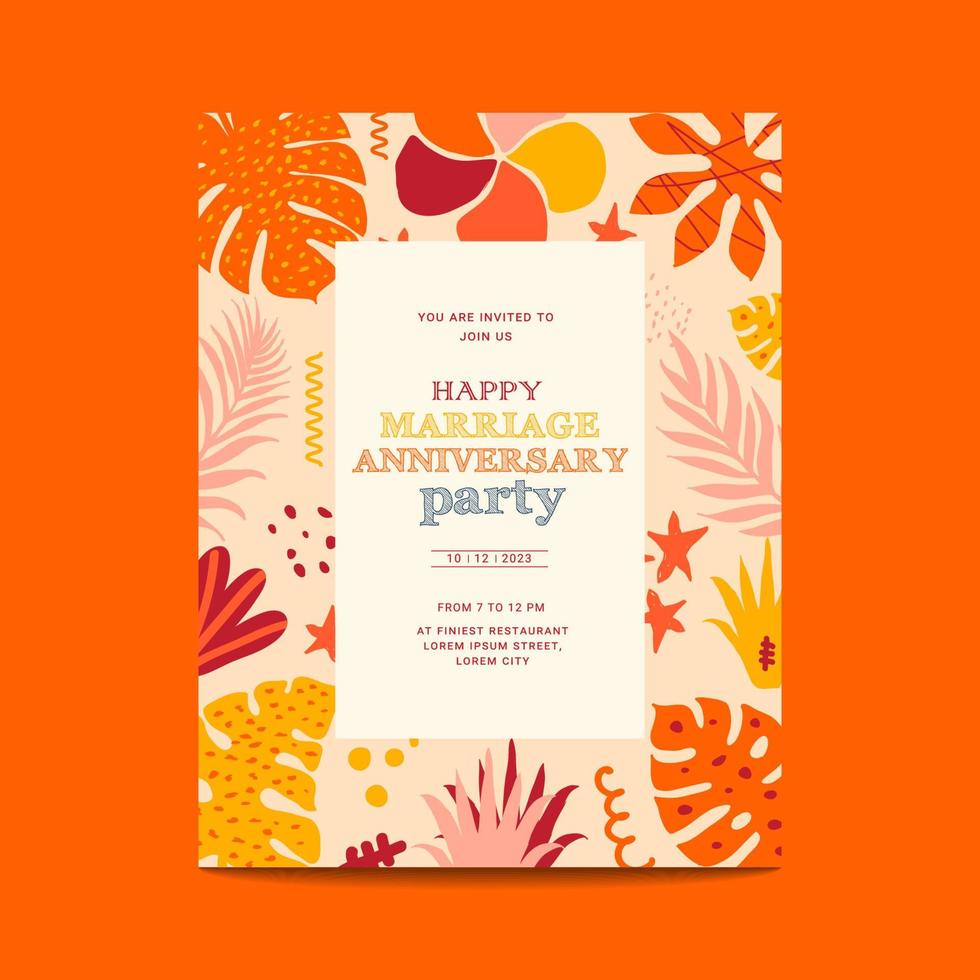 Hand-drawn abstract leaves background and flyer design vector