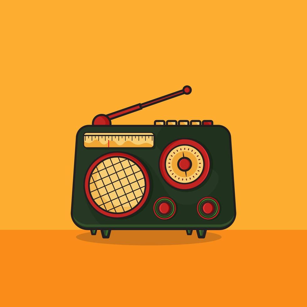 vintage radio illustration with background vector