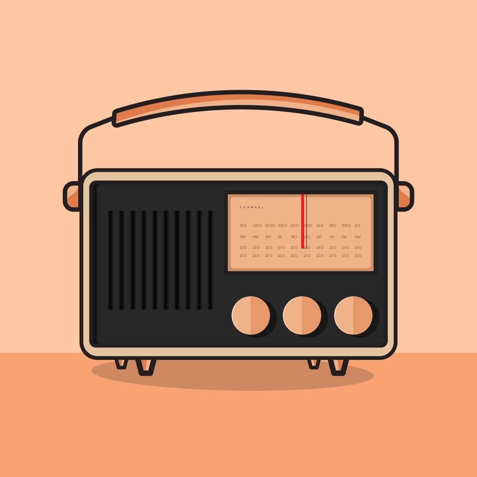 vector radio boombox music cartoon icon illustration