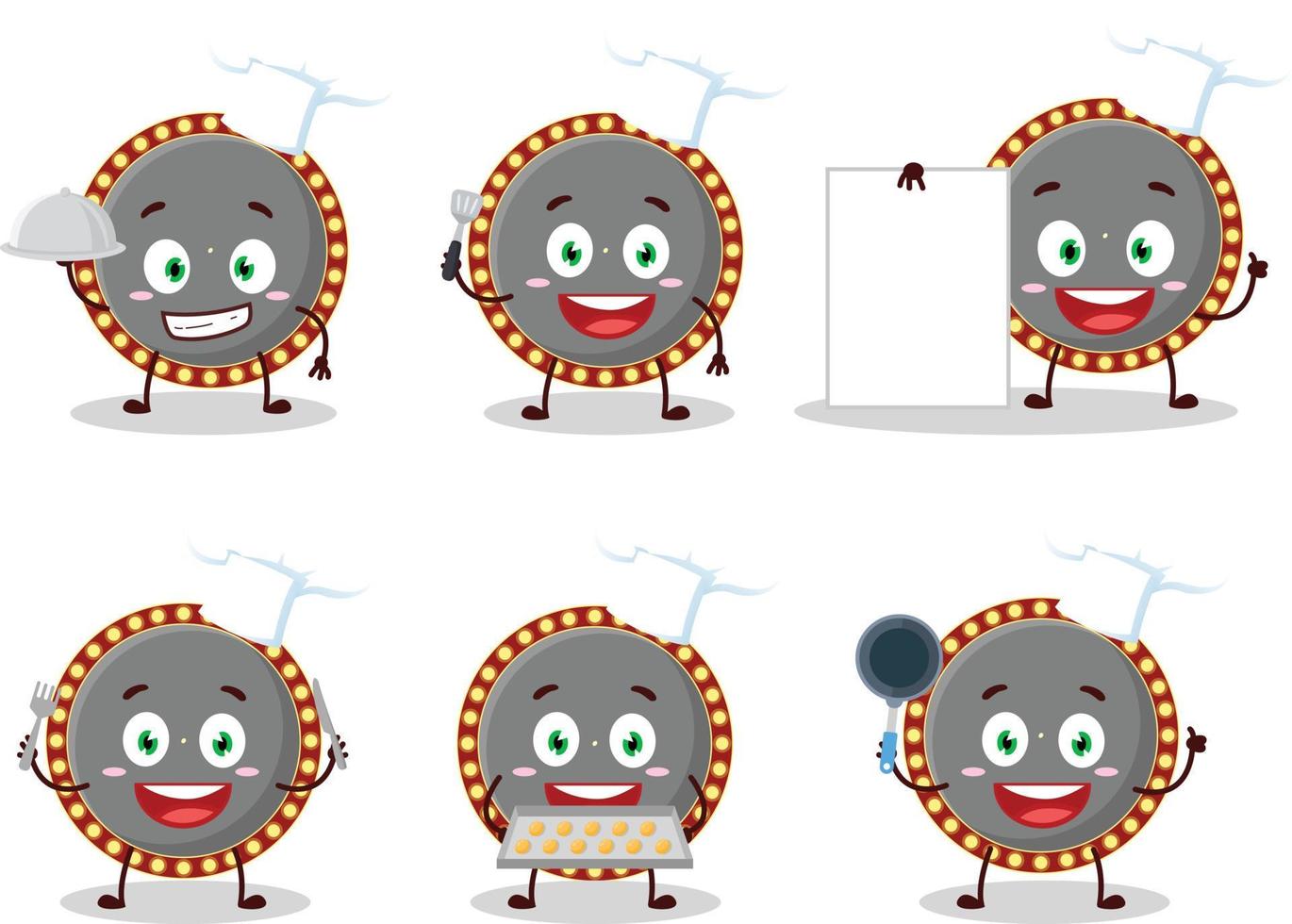 Cartoon character of neon billboard with various chef emoticons vector