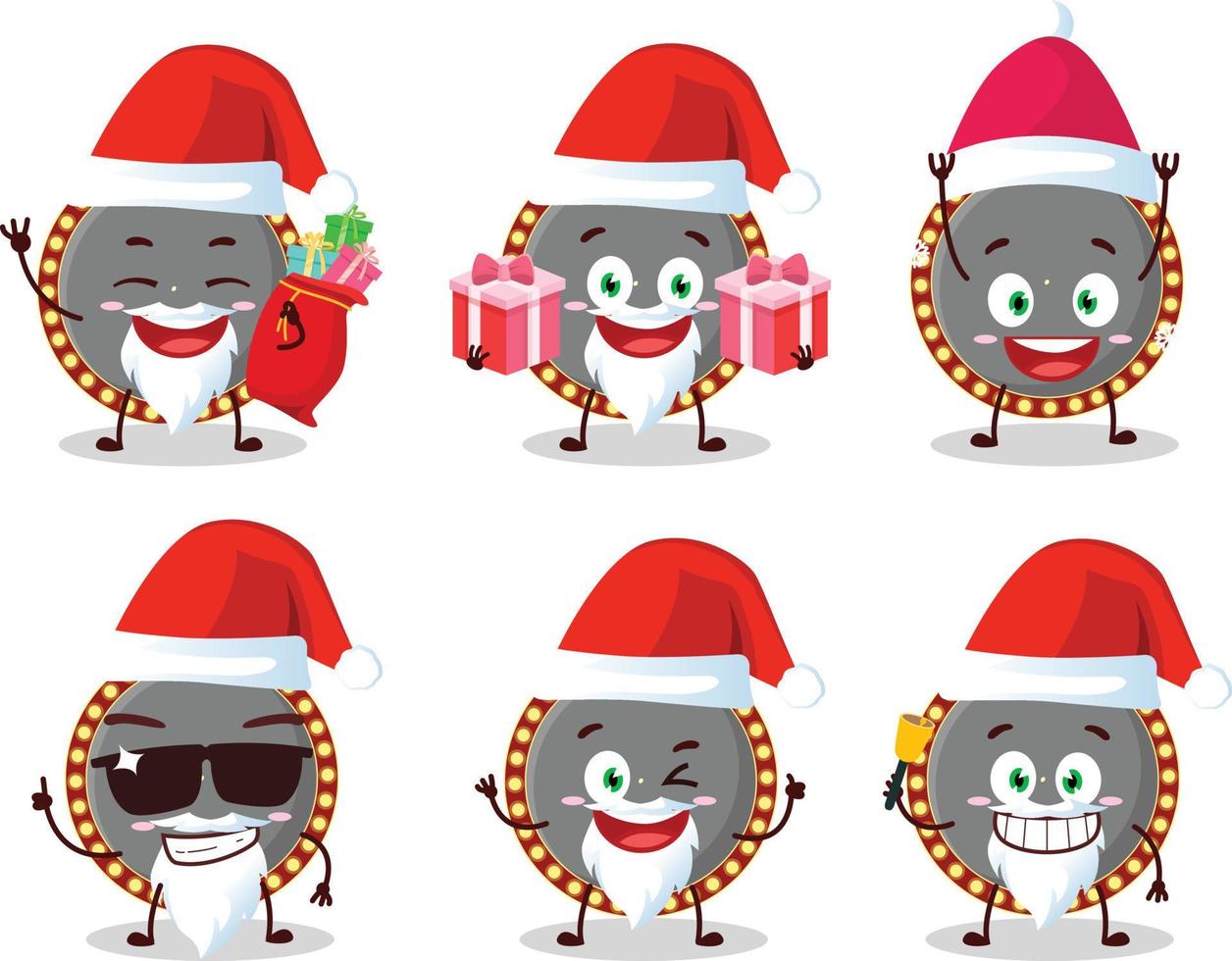 Santa Claus emoticons with neon billboard cartoon character vector