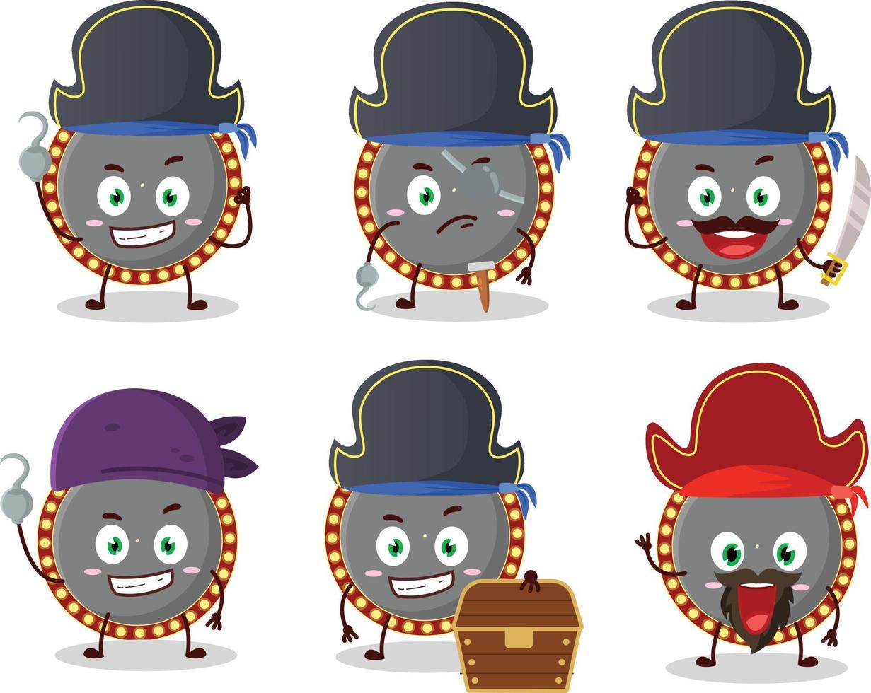 Cartoon character of neon billboard with various pirates emoticons vector