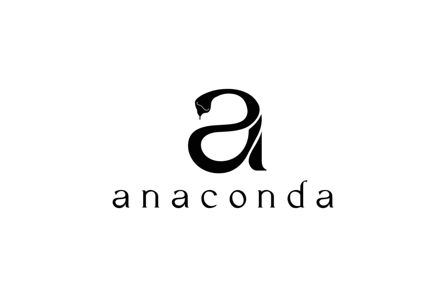 anaconda logo, anaconda latter a logo design, latter a and snake logo vector