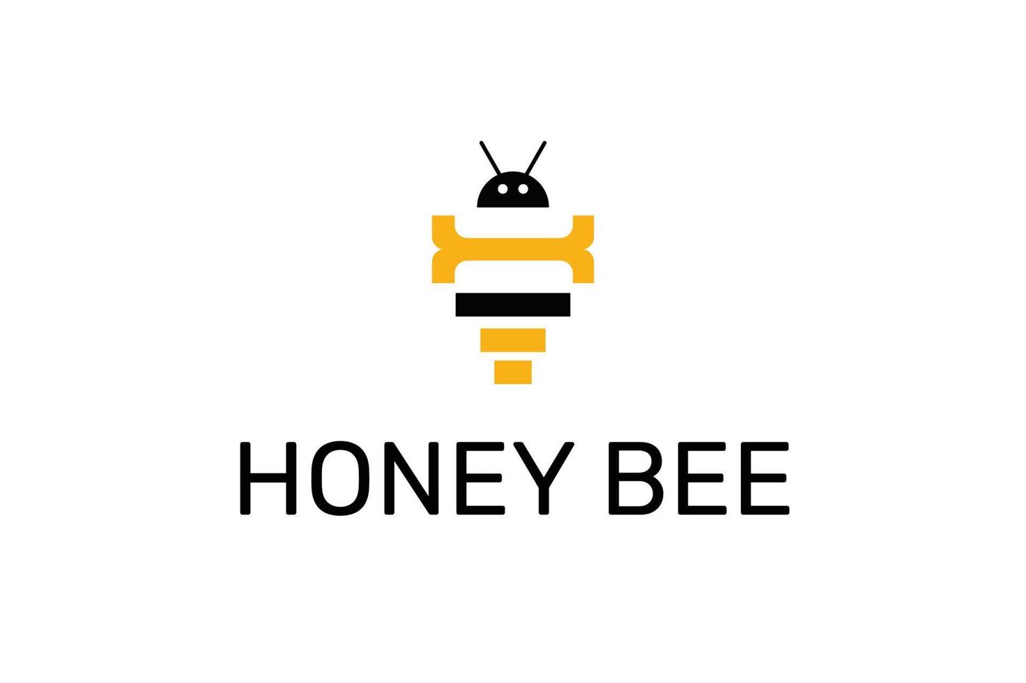latter h and honey bee logo design vector