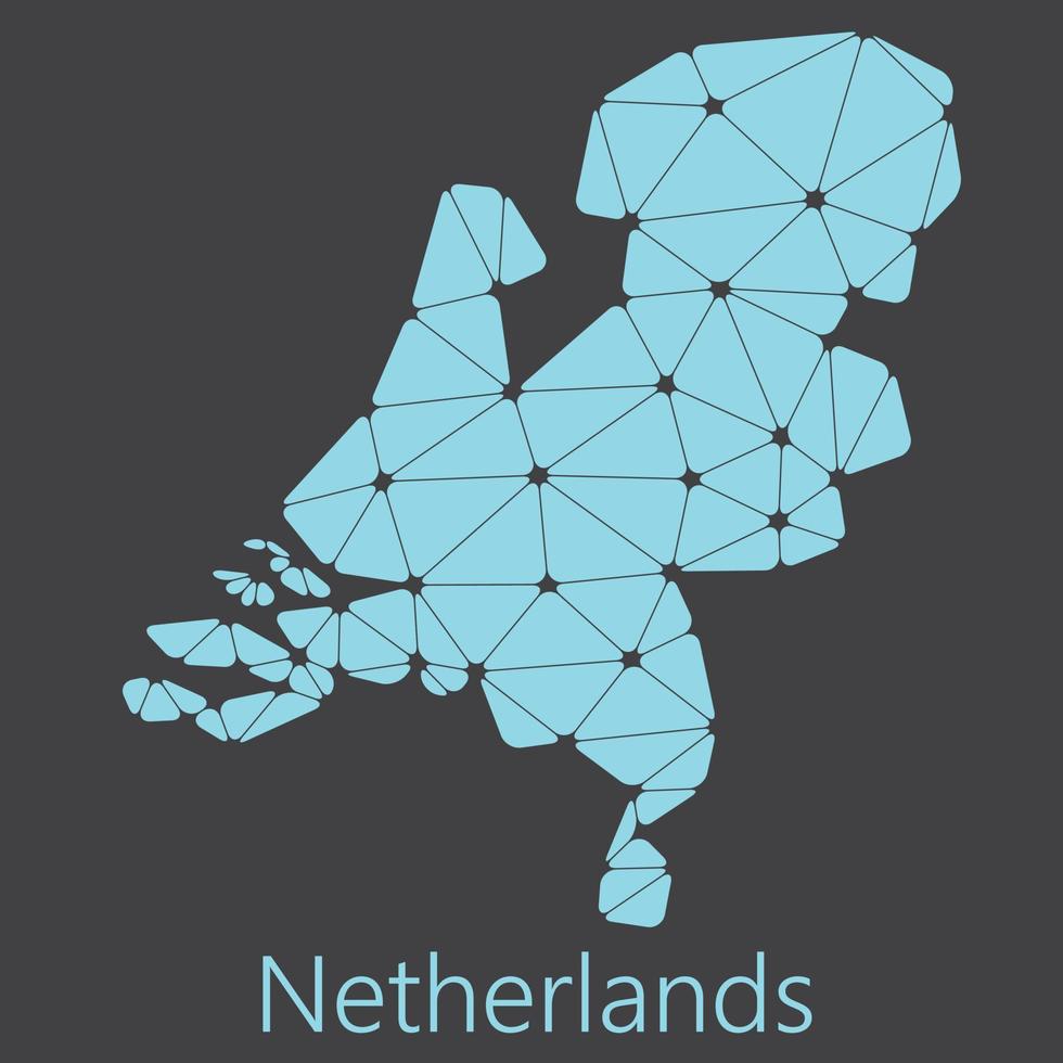 Vector low polygonal Netherlands map.