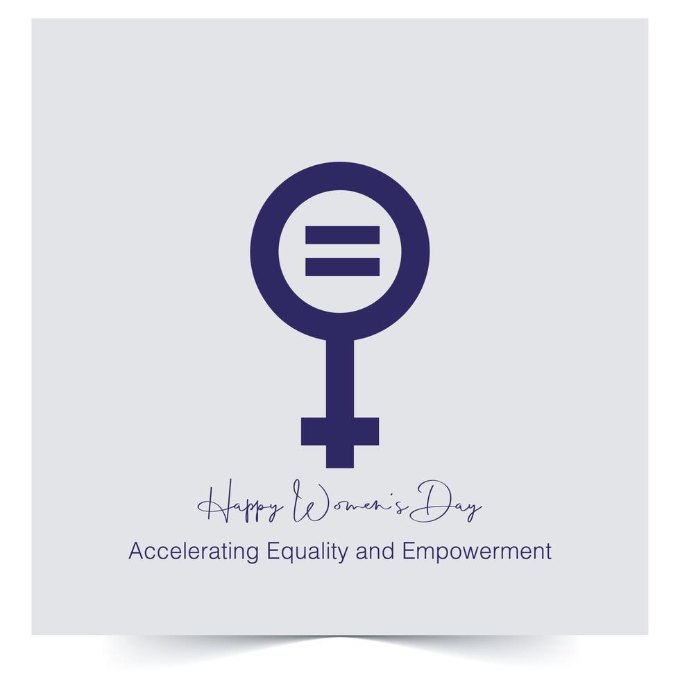 International women's day concept poster. Woman sign illustration background. 2023 women's day campaign theme-Accelerating Equality and Empowerment vector