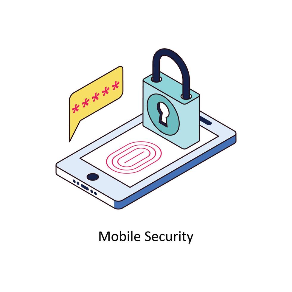 Mobile Security Vector Isometric Icons. Simple stock illustration