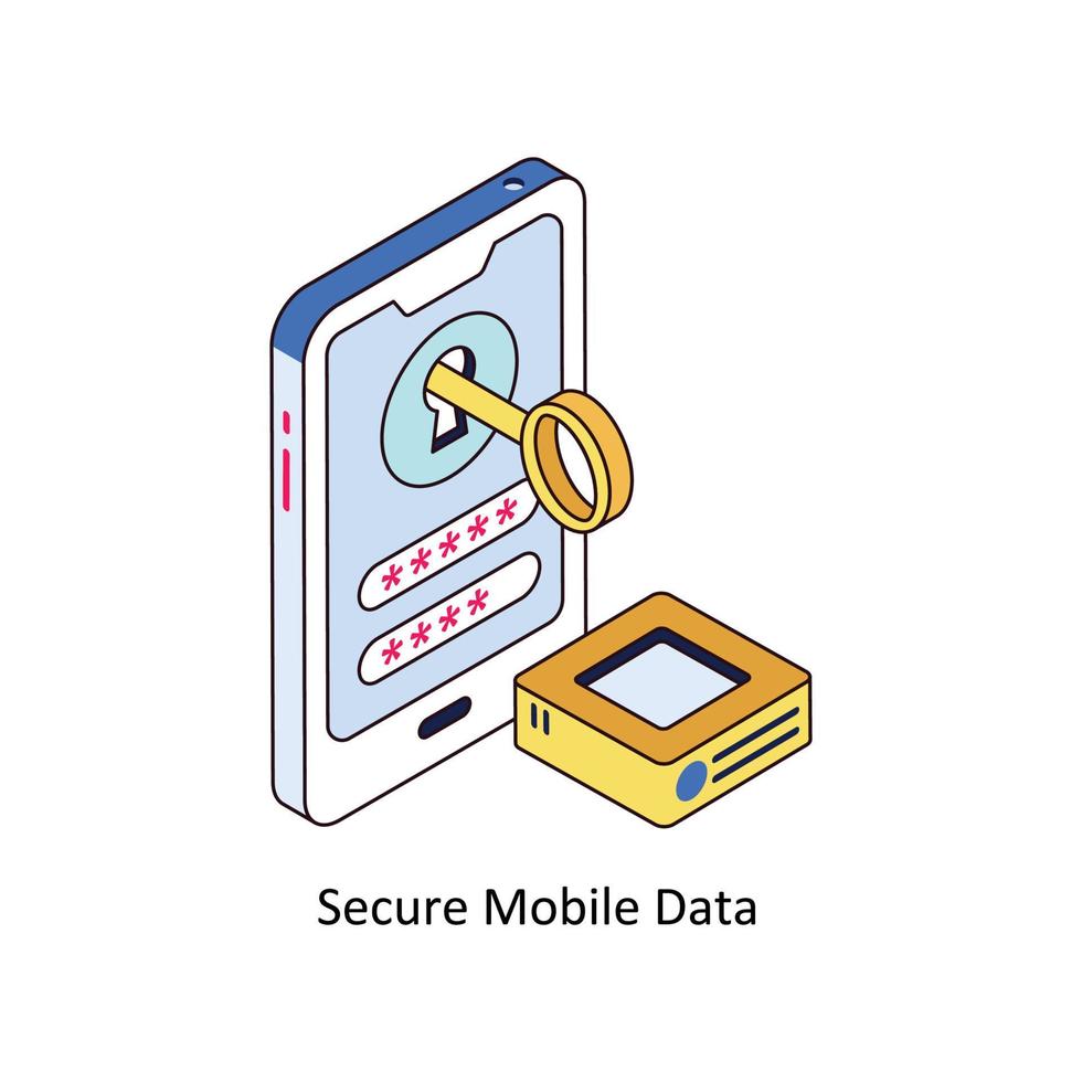 seguro móvil datos vector isométrica iconos sencillo valores ilustración