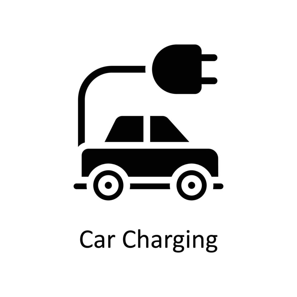 Car Charging Vector     Solid Icons. Simple stock illustration stock