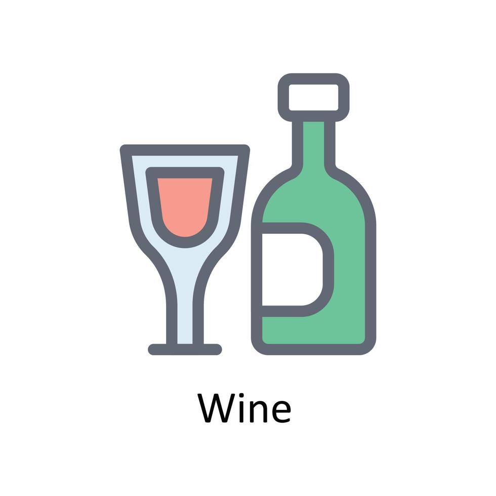 vino vector llenar contorno iconos sencillo valores ilustración valores