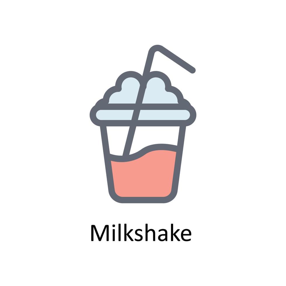 Milkshake Vector     Fill outline Icons. Simple stock illustration stock