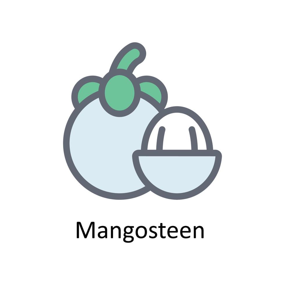 Mangosteen  Vector Fill Outline Icons. Simple stock illustration stock