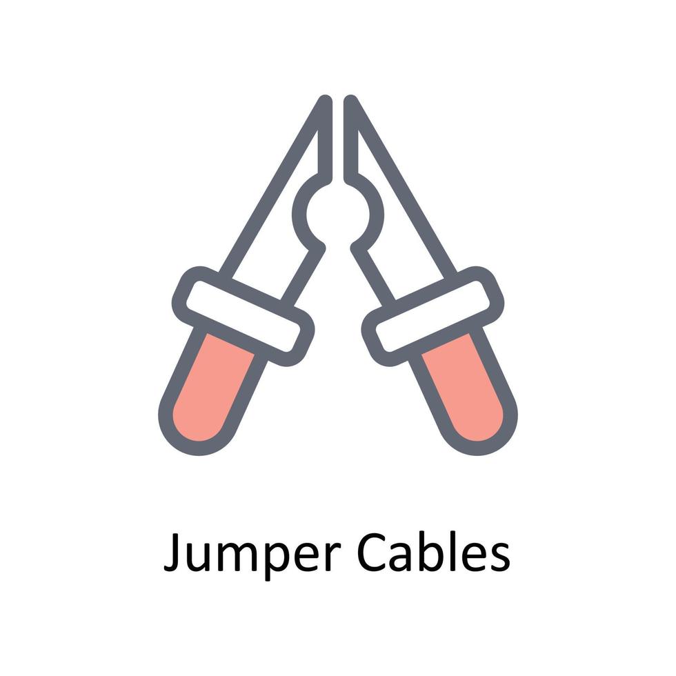 Jumper Cables Vector    Fill Outline Icons. Simple stock illustration stock