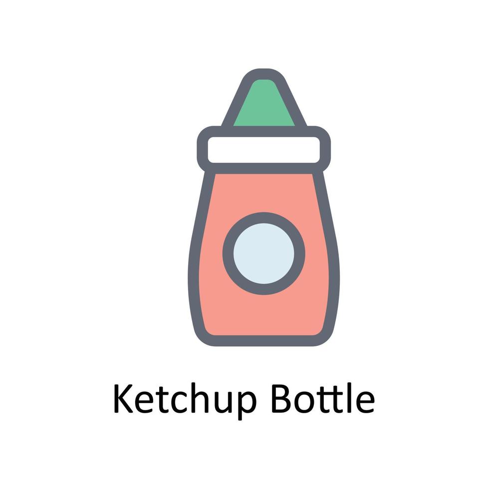 Ketchup Bottle Vector     Fill outline Icons. Simple stock illustration stock