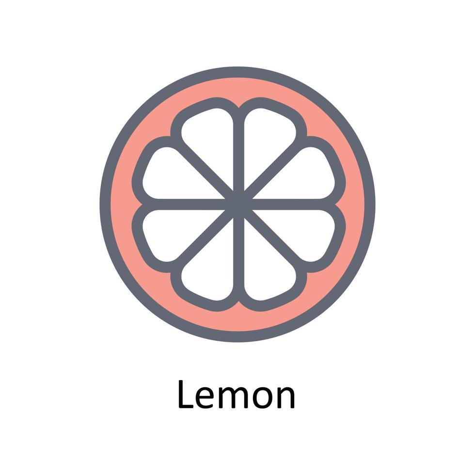 Lemon Vector Fill Outline Icons. Simple stock illustration stock