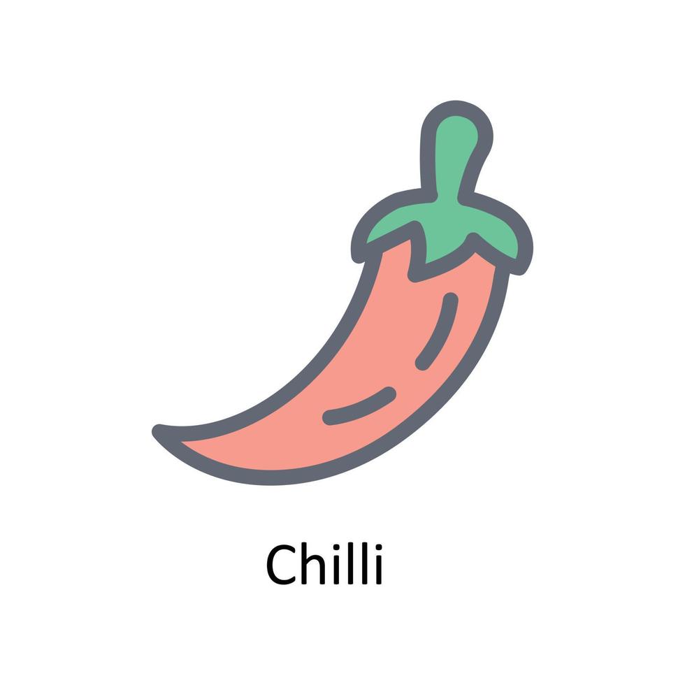 Chilli  Vector Fill Outline Icons. Simple stock illustration stock