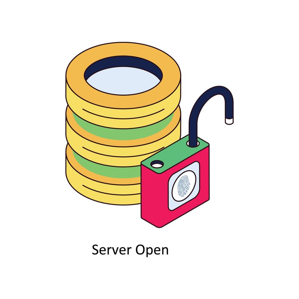 Server Open  Vector Isometric Icons. Simple stock illustration