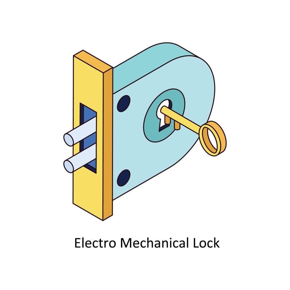 Electro Mechanical Lock Vector Isometric Icons. Simple stock illustration