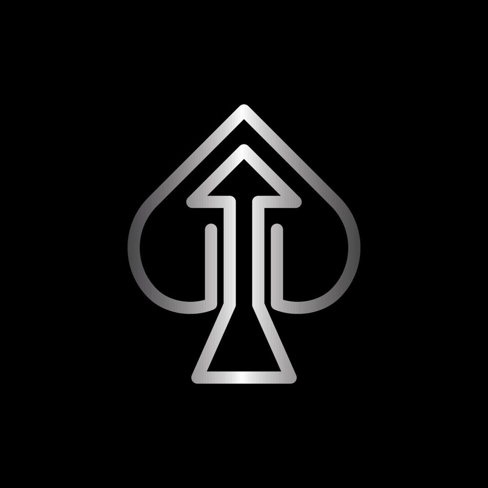 Ace of spade with arrow line modern logo vector