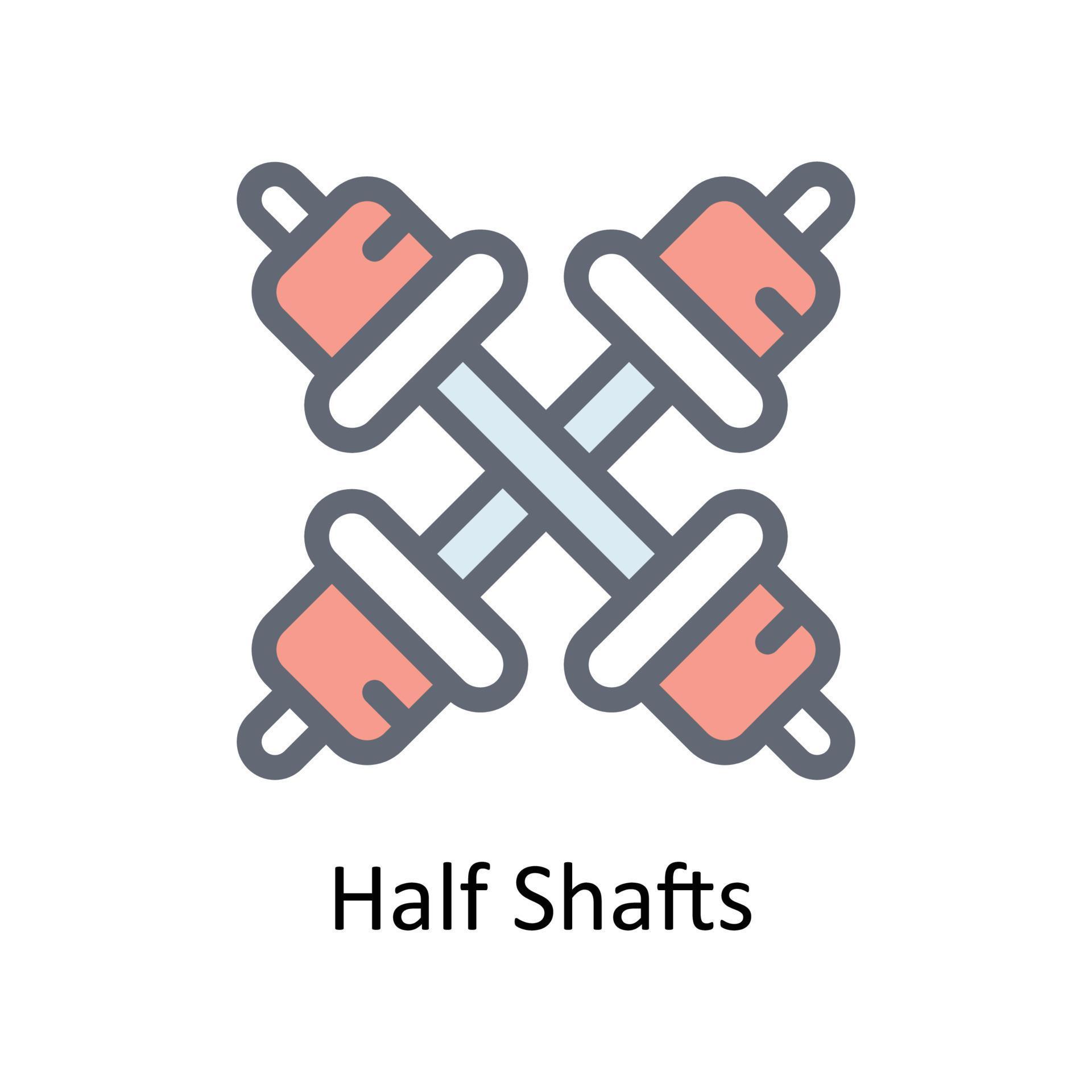Half Shafts Vector Fill Outline Icons. Simple stock illustration stock