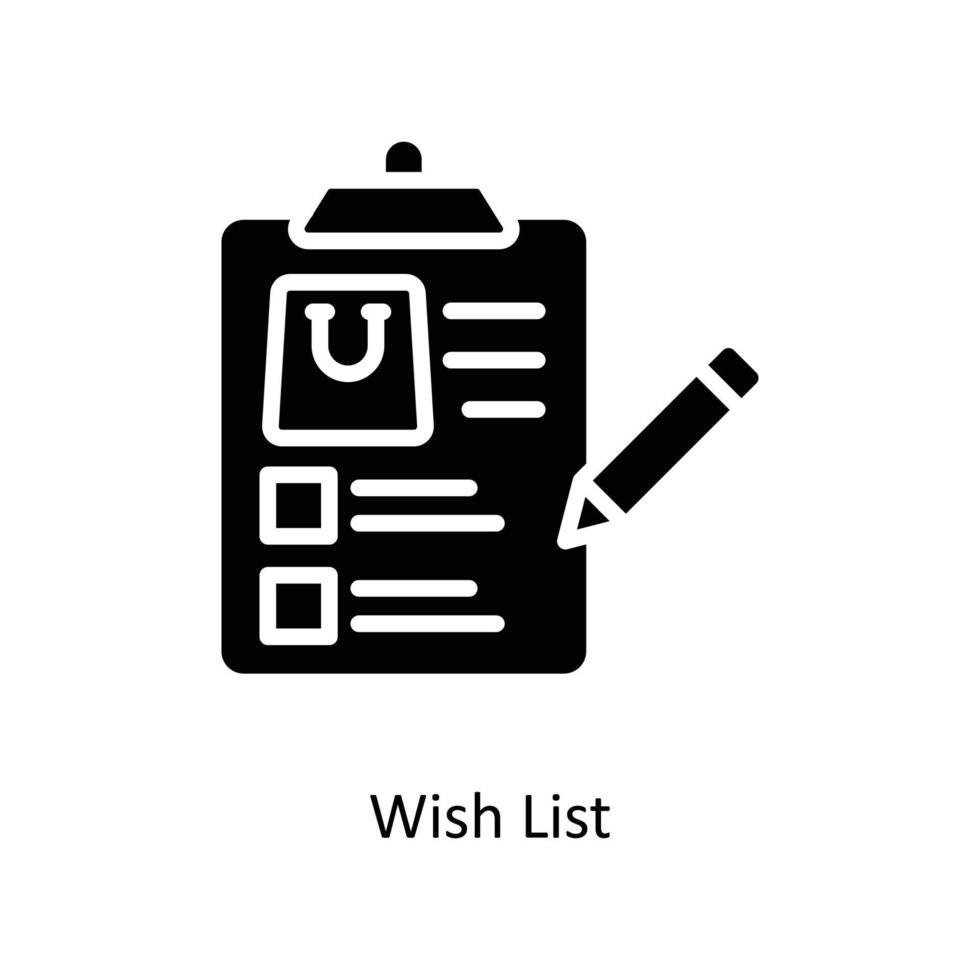 Wish List  Vector Solid Icons. Simple stock illustration stock