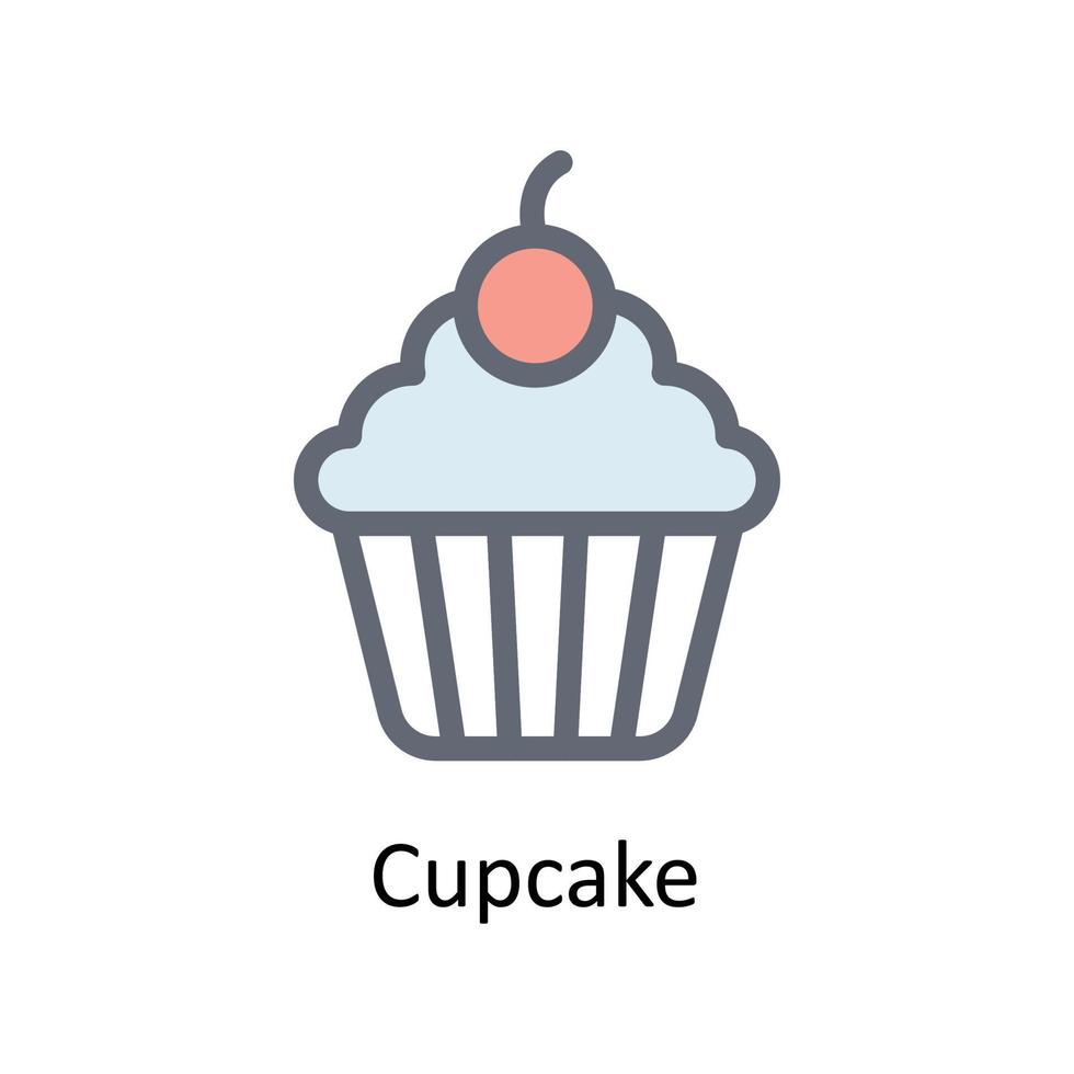 Cupcake Vector     Fill outline Icons. Simple stock illustration stock