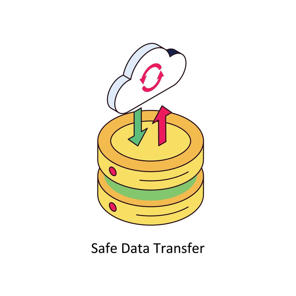 Safe Data Transfer Vector Isometric Icons. Simple stock illustration