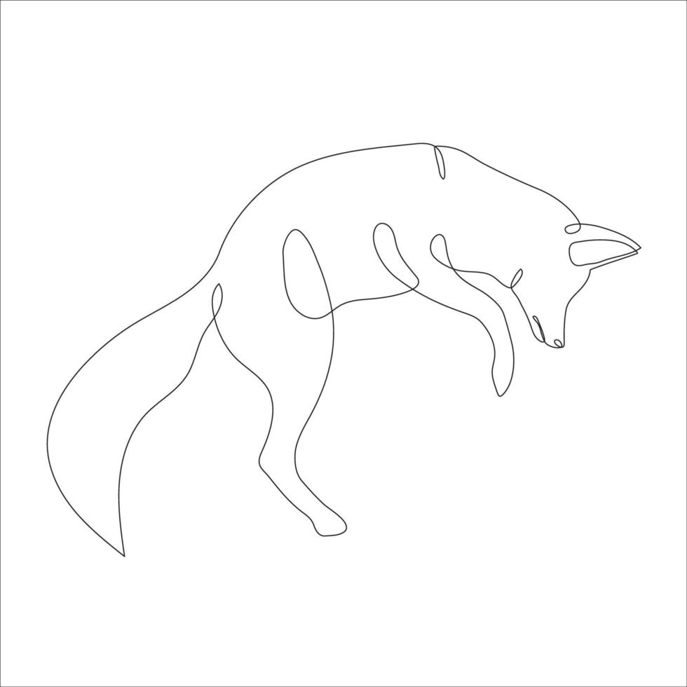 Fox in line art and abstract icon. Fox wall art decoration design. Abstract and minimalist outline fox icon. Continuous one line drawing of a fox. Vector illustration