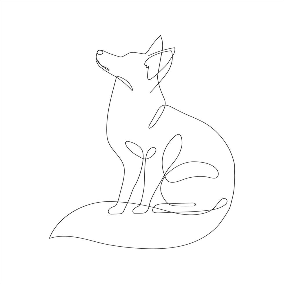 Fox in line art and abstract icon. Fox wall art decoration design. Abstract and minimalist outline fox icon. Continuous one line drawing of a fox. Vector illustration