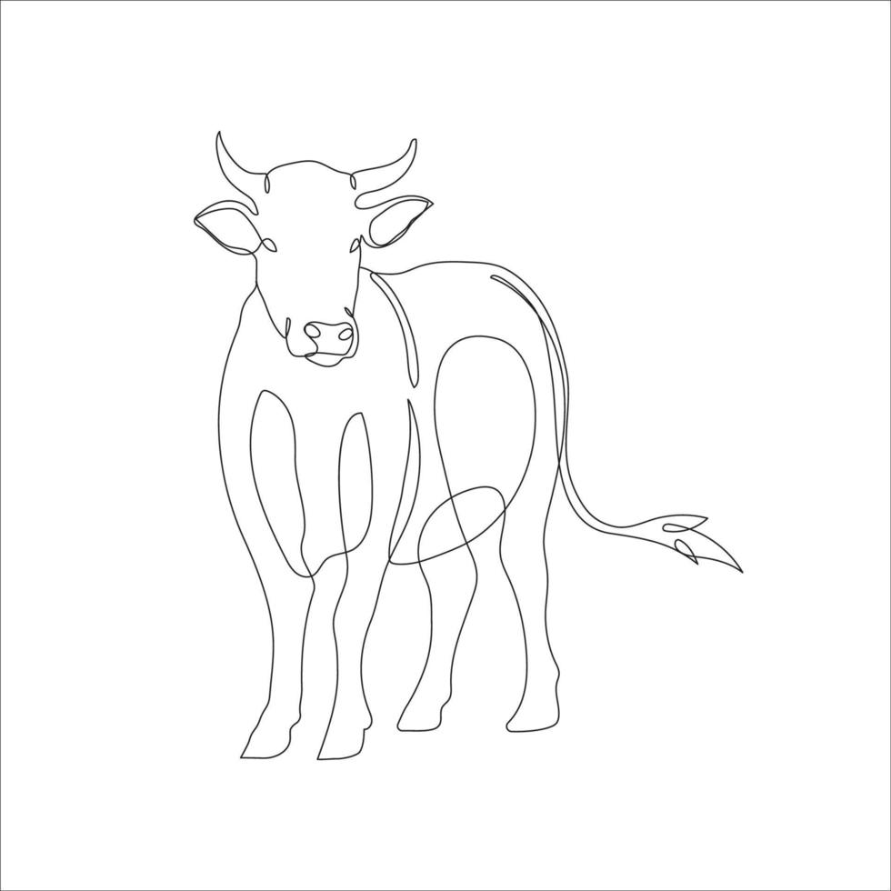 vaca en continuo línea Arte dibujo estilo. continuo línea dibujo de ganado. vaca en resumen y minimalista lineal icono. vector ilustración