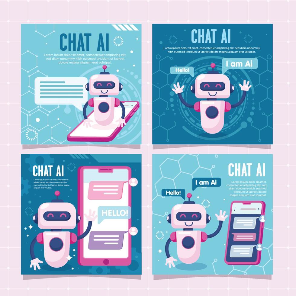 Chat AI Bot Social Media Post Template vector