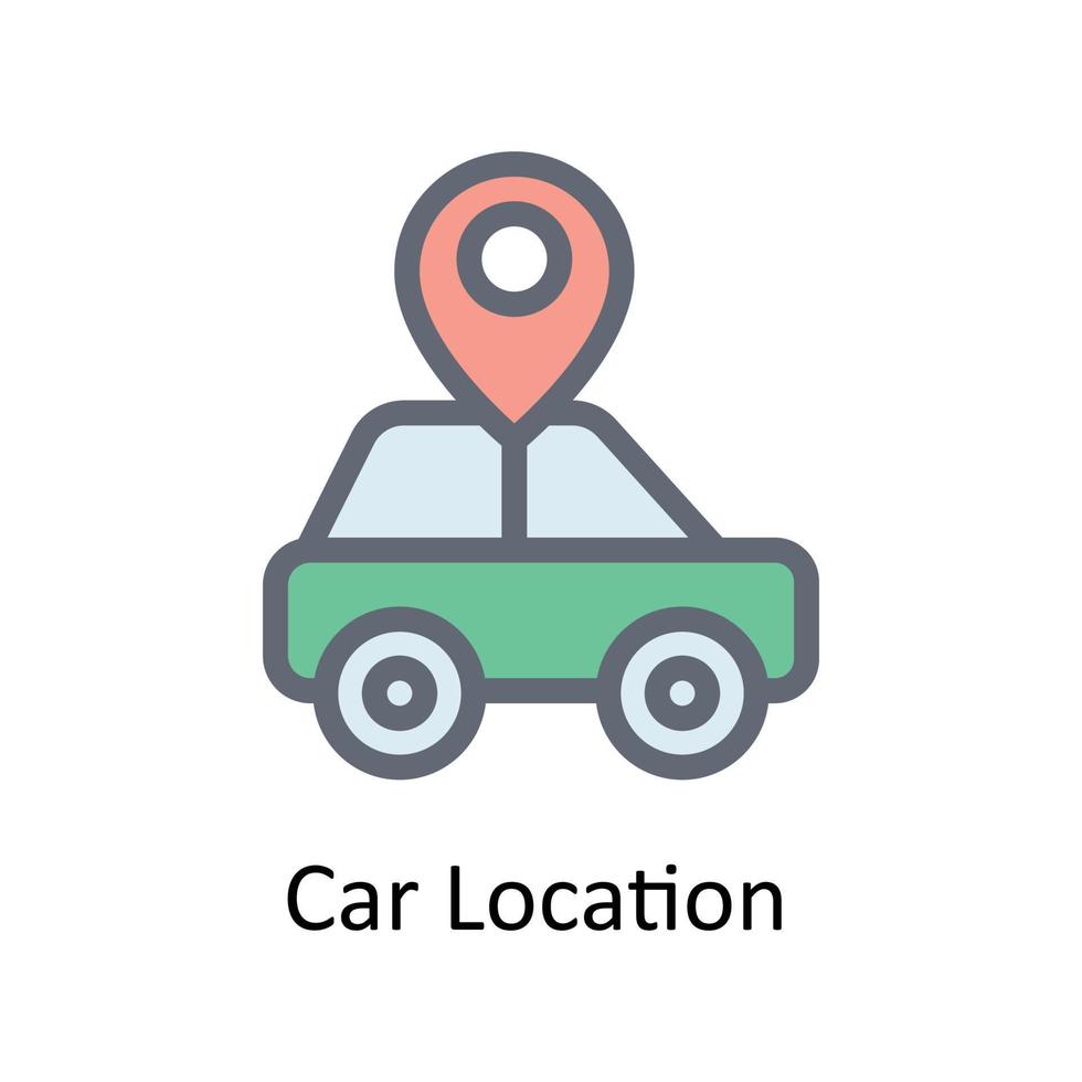 Car Location Vector    Fill Outline Icons. Simple stock illustration stock