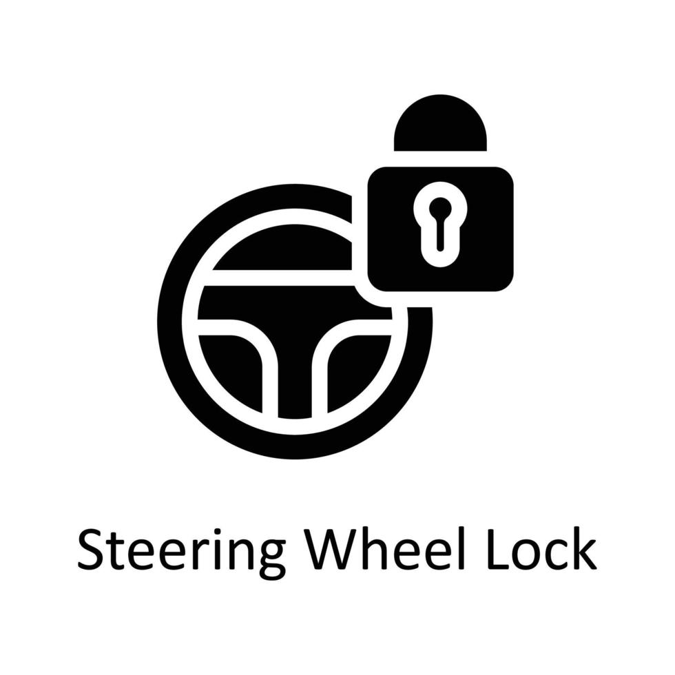 Steering Wheel Lock Vector Solid Icons. Simple stock illustration stock