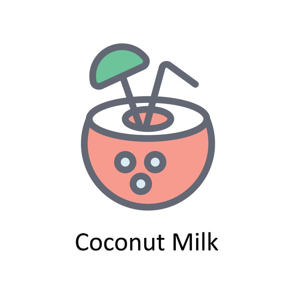 Coconut Milk Vector     Fill outline Icons. Simple stock illustration stock