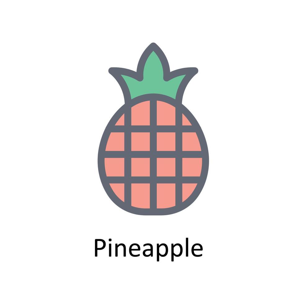 Pineapple  Vector Fill Outline Icons. Simple stock illustration stock