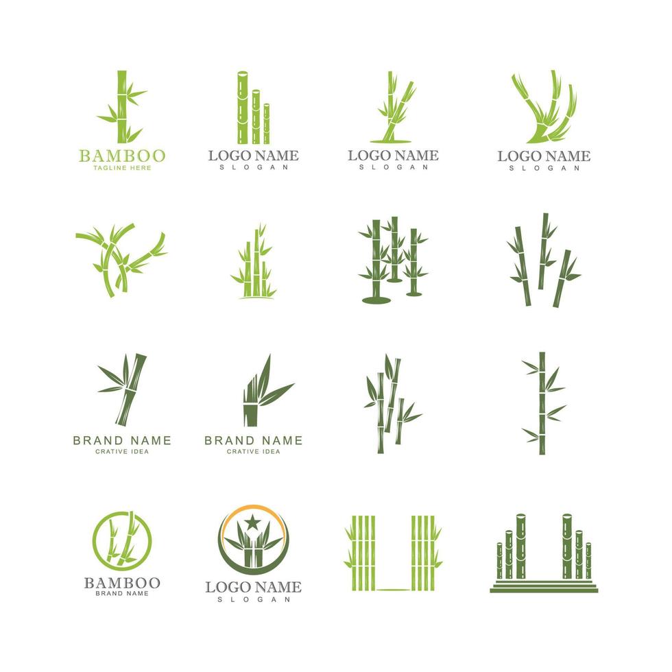 Diseño de ilustración de icono de vector de plantilla de logotipo de bambú