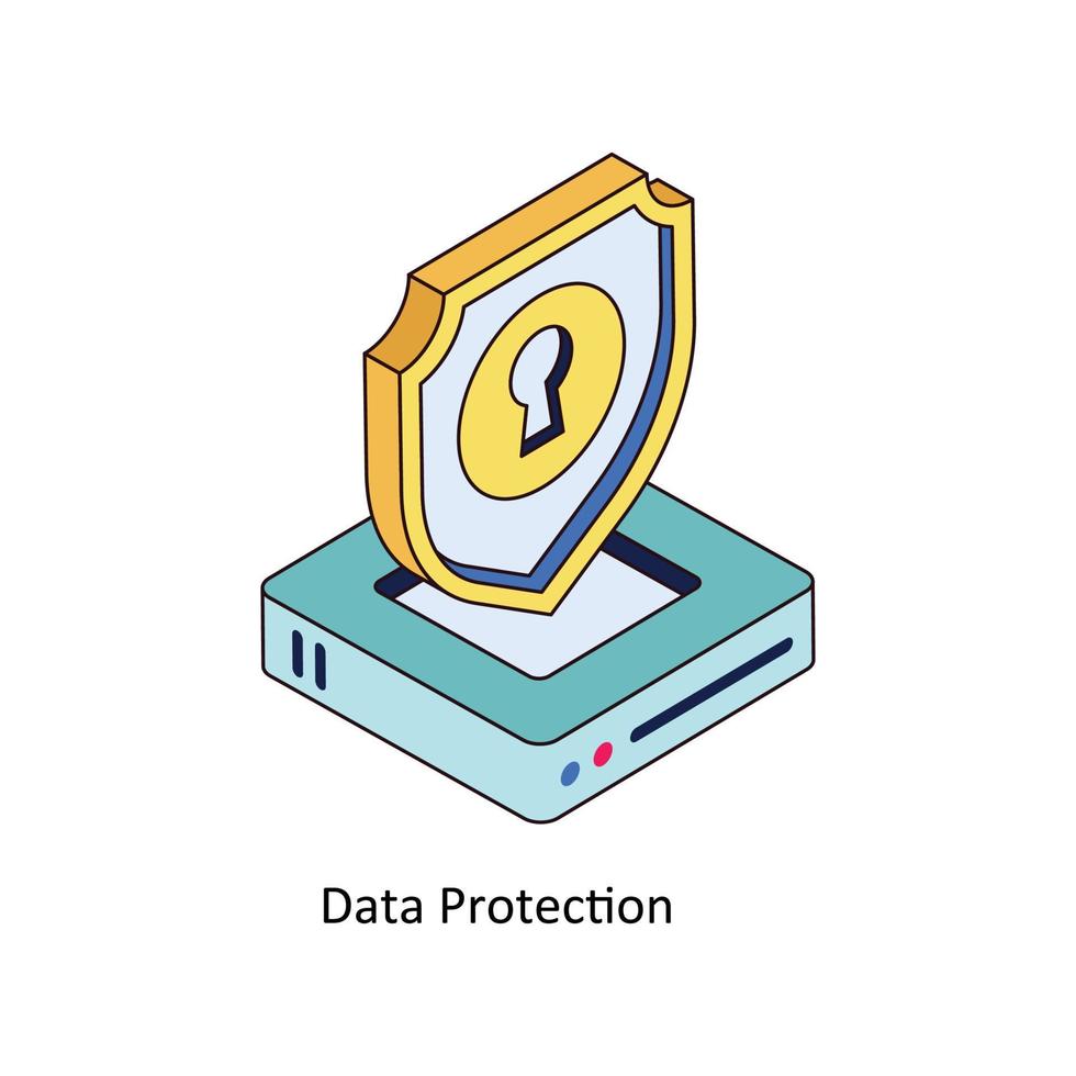 Data Protection Vector Isometric Icons. Simple stock illustration