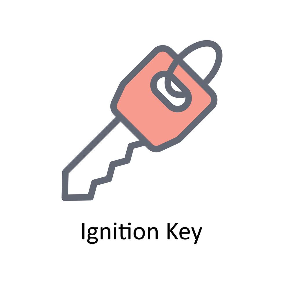 Ignition Key Vector    Fill Outline Icons. Simple stock illustration stock