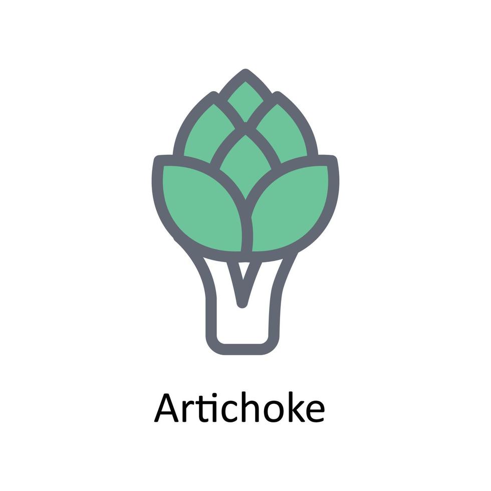 Artichoke Vector Fill Outline Icons. Simple stock illustration stock