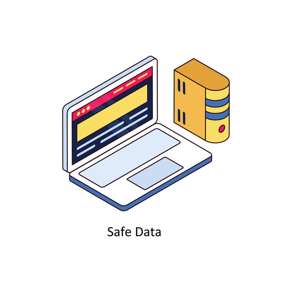 Safe Data Vector Isometric Icons. Simple stock illustration