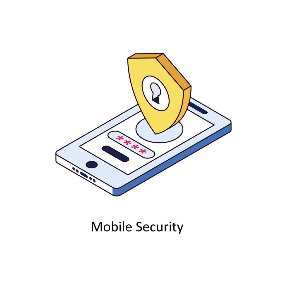 Mobile Security Vector Isometric Icons. Simple stock illustration