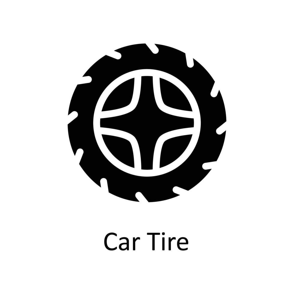 Car Tire Vector     Solid Icons. Simple stock illustration stock