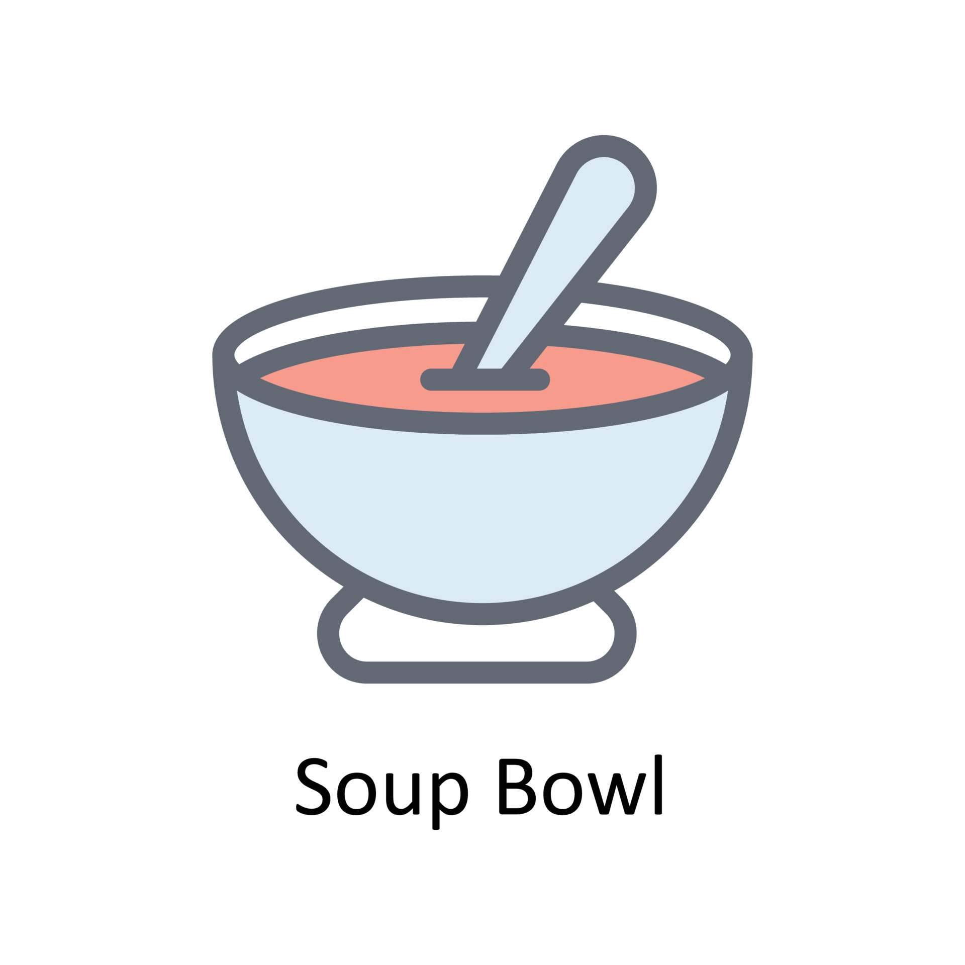 soup bowl Vector Fill outline Icons. Simple stock illustration stock