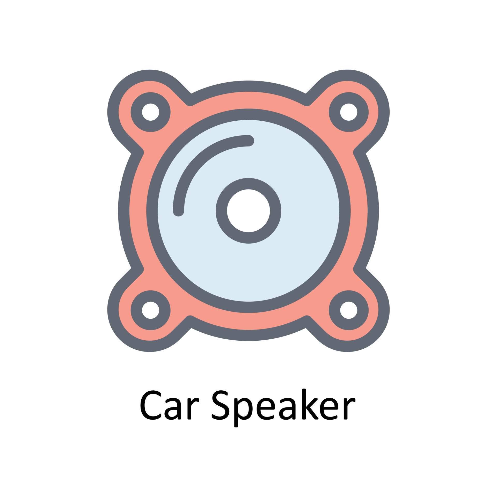 Car speaker Vector Fill Outline Icons. Simple stock illustration stock