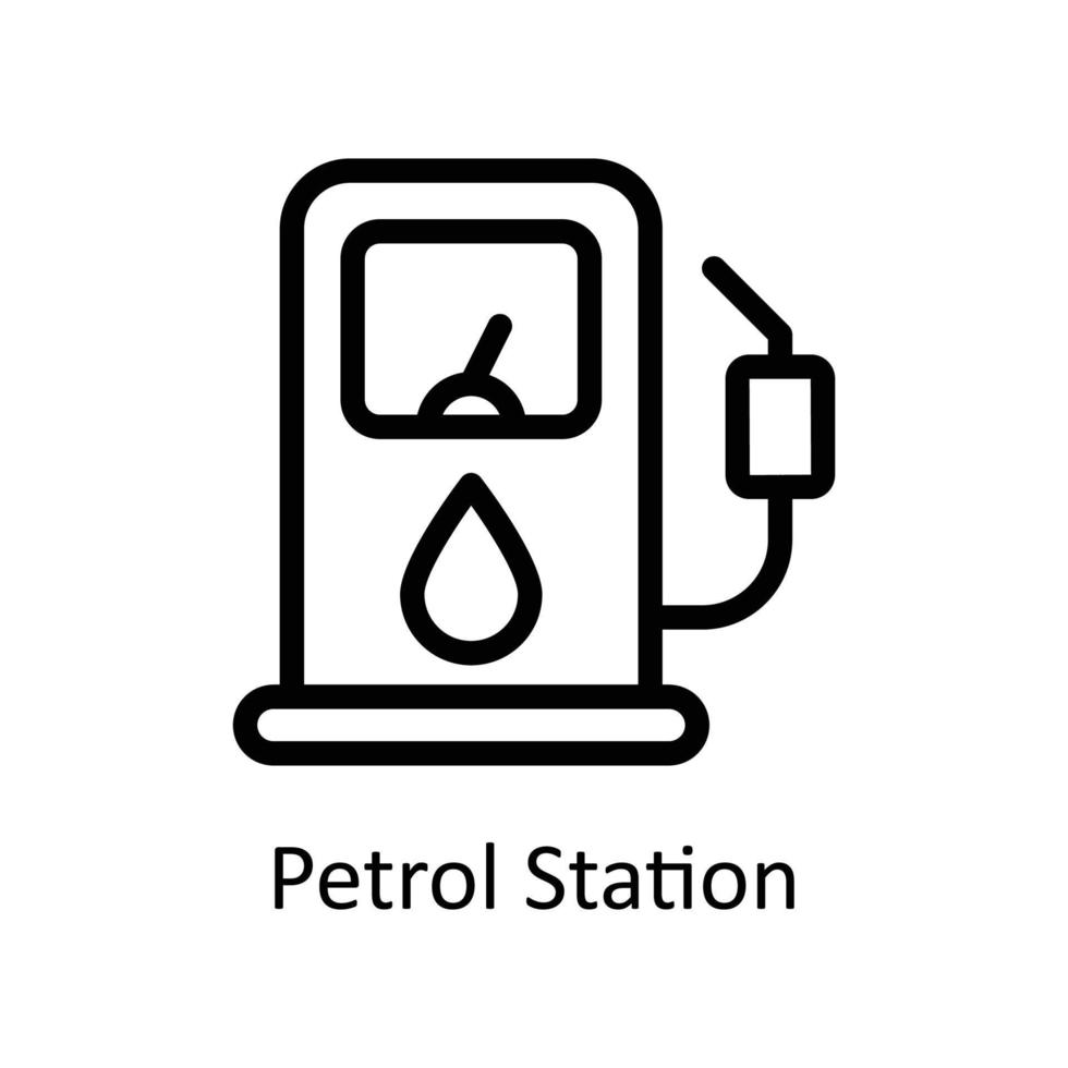 Petrol Station Vector     Outline Icons. Simple stock illustration stock