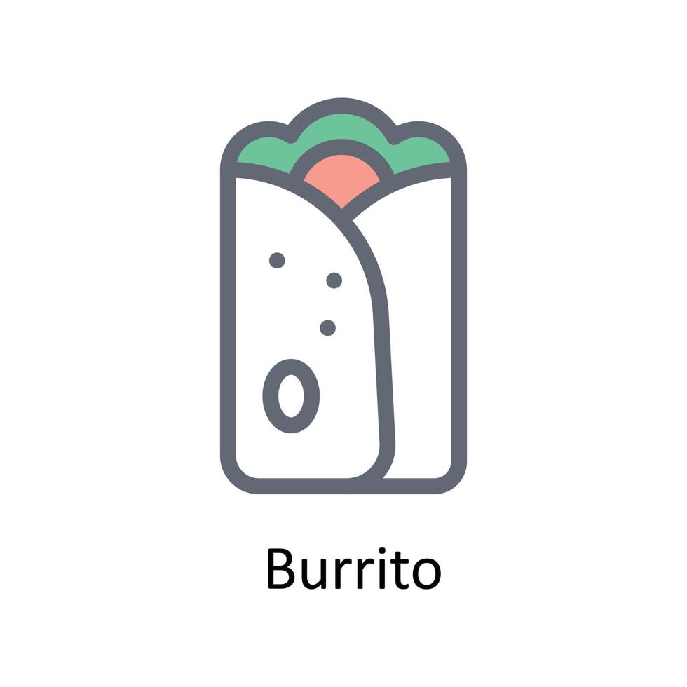 Burrito Vector     Fill outline Icons. Simple stock illustration stock